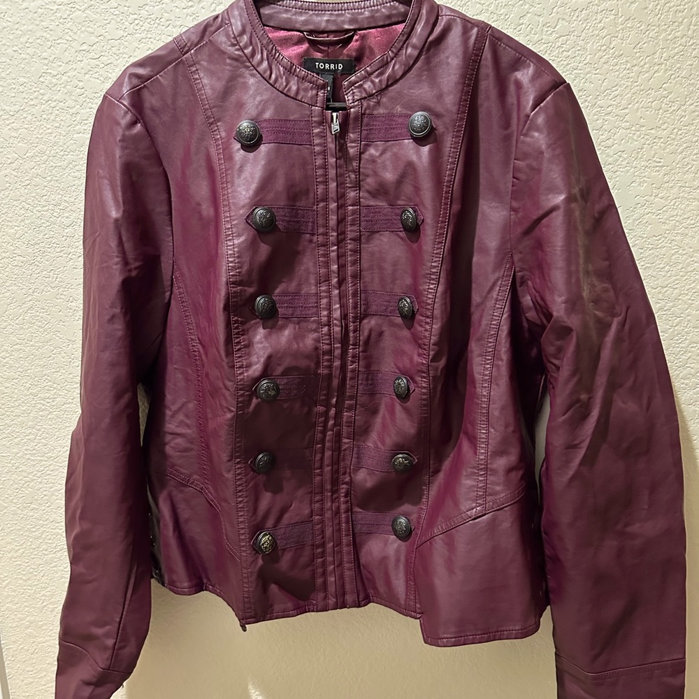 NWT burgundy faux leather jacket from torrid
